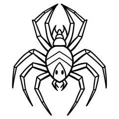 Minimalist illustration of a spider with eight legs and geometric shapes in black outline on a white background vector