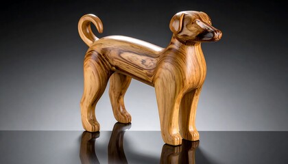 Wooden sculpture of a dog