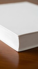 Blank Book on Wooden Table.