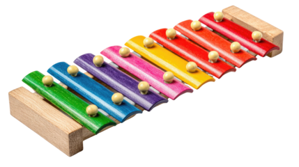 Colorful Wooden Xylophone – Rainbow Musical Toy Isolated on Transparent Background for Education and Music Design