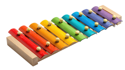 Colorful Wooden Xylophone – Rainbow Musical Toy Isolated on Transparent Background for Education and Music Design
