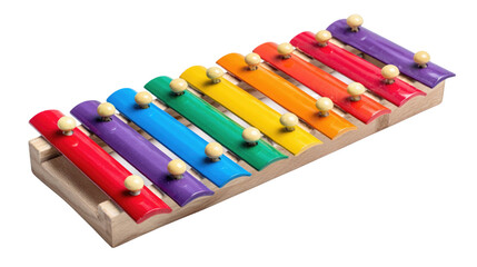 Obraz premium Colorful Wooden Xylophone – Rainbow Musical Toy Isolated on Transparent Background for Education and Music Design