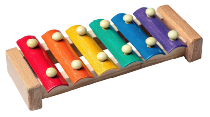 Colorful Wooden Xylophone – Rainbow Musical Toy Isolated on Transparent Background for Education and Music Design