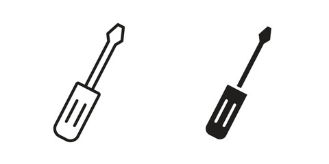 Screwdriver icon for web designs. outline and clipart icons set