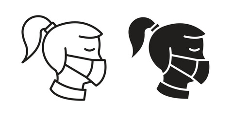 Person in mask icon for web designs. outline and clipart icons set