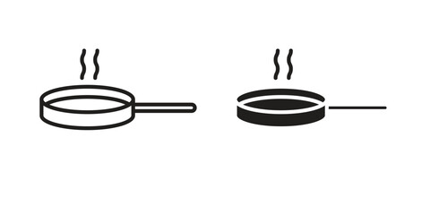 Pan frying icon for web designs. outline and clipart icons set