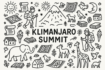 Obraz premium Travel and adventure outline icon set. hiking, wildlife, nature symbols collection