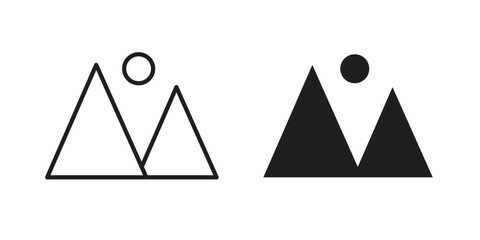Mountain icon for web designs. outline and clipart icons set