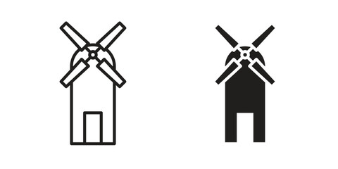 Mill sign icon for web designs. outline and clipart icons set