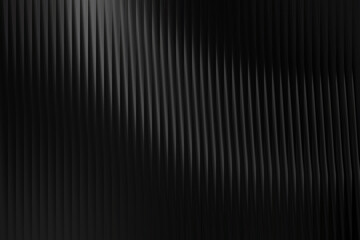 Obraz premium Abstract black corrugated texture background with vertical lines and subtle light creating a dynamic shadow play, ideal for modern design, website backdrops, and digital presentations.