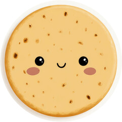 Cute cookie with a happy face, perfect for snacks and treats.