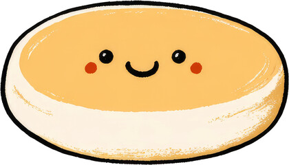 Cute pancake with a happy face, delicious breakfast treat.