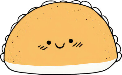 Cute Cartoon Taco Smiling with Happy Face and Expression.