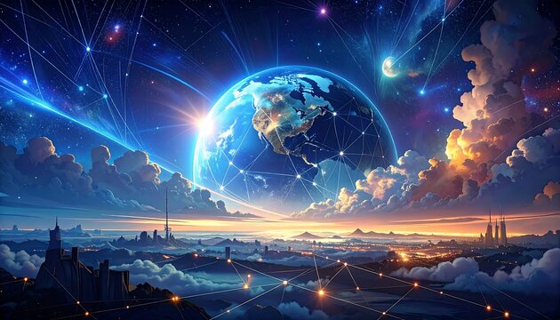 Futuristic Earth and Cityscape