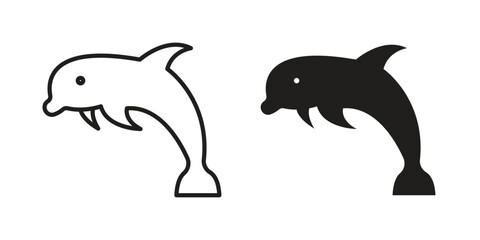 Fototapeta premium Dolphin icon for web designs. outline and clipart icons set