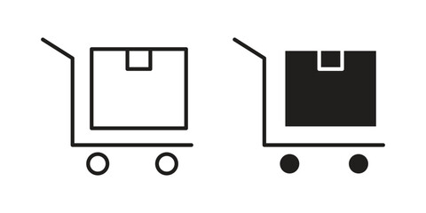 Dolly flatbed icon for web designs. outline and clipart icons set