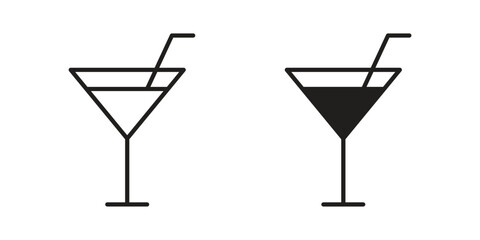 Citrus Martini glass icon for web designs. outline and clipart icons set