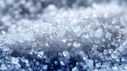 Crystalline Salt close-up: a detailed shot of sparkling salt crystals, capturing the textures and forms of the mineral in a visually captivating composition.