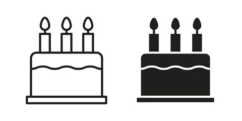 Cake icon for web designs. outline and clipart icons set