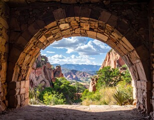 Stone archway reveals a vista
