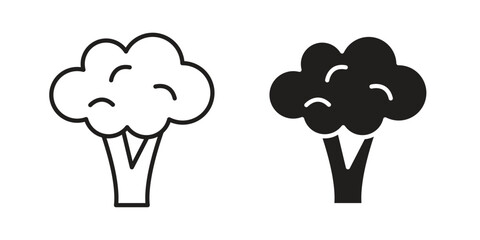 Broccoli icon for web designs. outline and clipart icons set