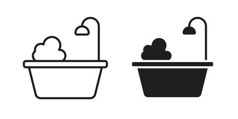 Bath icon for web designs. outline and clipart icons set