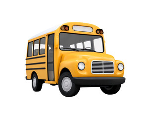 Yellow vintage school bus with black stripe design on side on transparent background