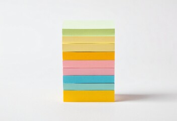Stacked Notes of Inspiration: A vibrant tower of assorted sticky notes stands ready, each hue a spark of creativity, ideas, and the promise of productivity. Ai generated image