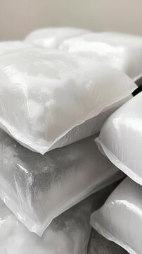 A pile of white pillows sitting on top of each other pillows