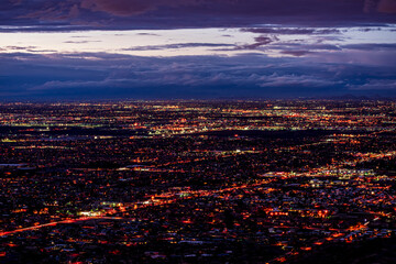 Storm clouds over the Phoenix Arizona valley at sunset