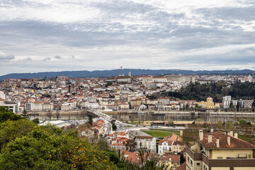 Naklejka premium View of Coimbra, a riverfront city in central Portugal and the former capital of Portugal