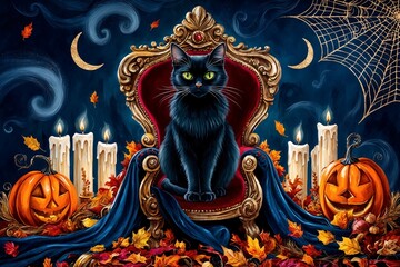 Fototapeta premium Spooky Halloween Background, Creepy Halloween Wallpaper, Gothic Halloween Backdrop, Scary Halloween Design, Halloween Festival Background