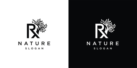 Natural Tree Letter Monogram Logo Vector. Growth Design Template.