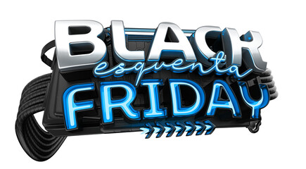 ESQUENTA BLACK FRIDAY SELO 3D FUTURISTA METAL NEON 
