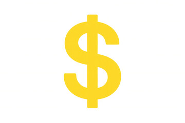 Yellow dollar sign symbol icon representing currency, finance, money, wealth, economics having transparent background