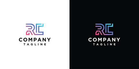 monogram letter RC logo is made with lines, a design for a luxurious, elegant and simple business.	
