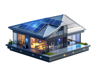 Realistic Futuristic Smart Home Exterior, Transparent Background