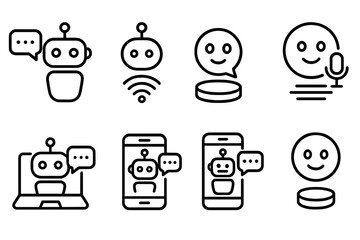 Various chatbot and voice assistant icons designed for digital communication and interaction
