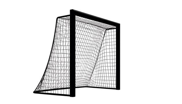 Isolated Black and White Soccer Goal with Net, Minimalist Design, Clean Background.