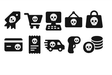 Cybersecurity solid icon set. threat, security essentials, malware prevention icons