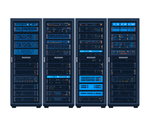 Flat Vector Illustration of Server Racks, Transparent Background