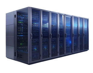 Realistic Data Center Server Racks, Transparent Background