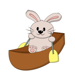 Cute Rabbit on boat in color