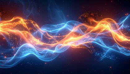 Abstract swirling flames of blue and orange
