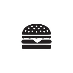 Vector art of a minimalist black and white illustration of a burger, , perfect for icons, logos, or design elements related to fast food, restaurants, or american cuisine, simple and clean design