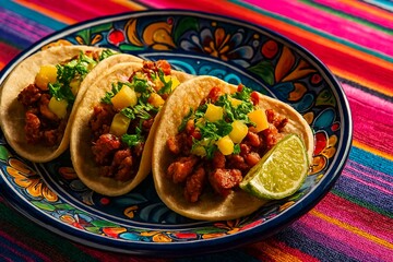 Colorful, authentic Mexican tacos ideal for food blogs or restaurant marketing.