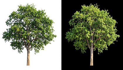 Isolated tree image, two background colors