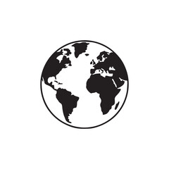 Vector art of black and white illustration of a globe, ideal for representing global themes, international relations, geography, or environmental concepts in a clean and minimalist style