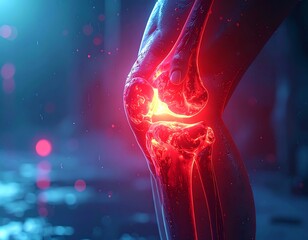 An inflamed knee joint, digitally rendered