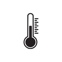 Vector art of a simple black thermometer icon on a, , symbolizing temperature, measurement, and health, perfect for weather forecasts and medical themes